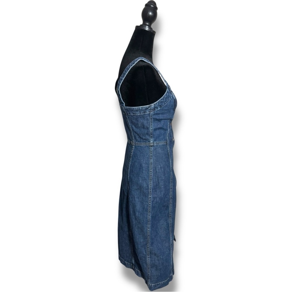Madewell Dark Indigo Denim Shank Button-Front Tank Dress Sleeveless Midi Dress - Picture 4 of 16